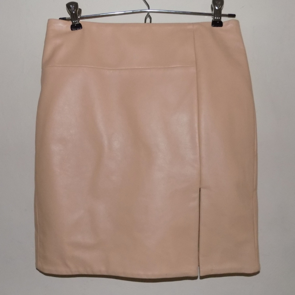 Genuine Nappa leather skirt 2 Tan Straight Slit Short Light brown USA M. Patmos